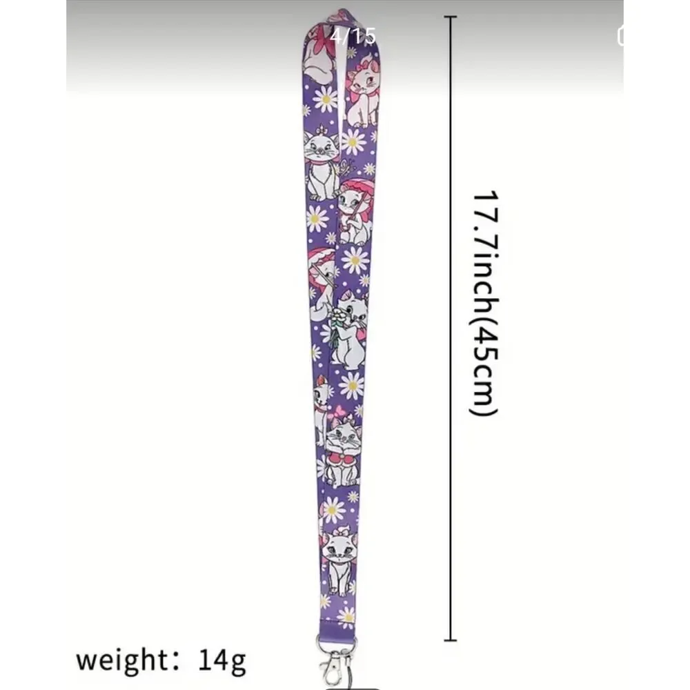 New! Disney's Marie from the Aristocats Lanyard Badge Holder Purple!